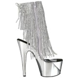 Plata 18 cm ADORE-1017RSF botines con flecos de mujer tacn altos