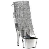 Plata 18 cm ADORE-1017RSF botines con flecos de mujer tacn altos