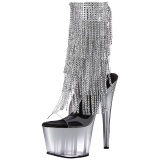 Plata 18 cm ADORE-1017RSFT botines con flecos de mujer tacn altos