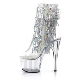 Plata 18 cm ADORE-1017SQF botines lentejuelas con flecos