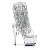 Plata 18 cm ADORE-1017SQF botines lentejuelas con flecos