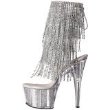 Plata 18 cm ADORE-1017SRS botines con flecos de mujer tacn altos