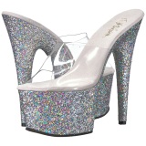 Plata 18 cm ADORE-701LG brillo plataforma pantuflas tacn alto tacn mujer