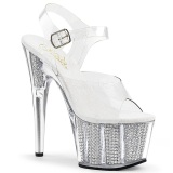 Plata 18 cm ADORE-708SRS Sandalias Mujer Plataforma Strass