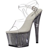 Plata 18 cm ADORE-708SRS Sandalias Mujer Plataforma Strass