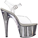 Plata 18 cm ADORE-708SRS Sandalias Mujer Plataforma Strass