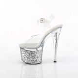 Plata 18 cm ESTEEM-708LG Zapatos plataforma con tacones glitter