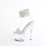 Plata 18 cm PASSION-727RS plataforma transparentes tacones con correa al tobillo