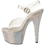 Plata 18 cm Pleaser BEJEWELED-708DM Strass Plataforma Tacn Alto