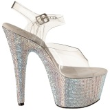 Plata 18 cm Pleaser BEJEWELED-708DM Strass Plataforma Tacn Alto