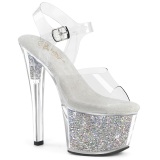 Plata 18 cm SKY-308RSI transparente plataforma zapatos de tacn con piedras