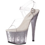 Plata 18 cm STARDUST-708T Acrilico Plataforma Sandalias Tacn Mujer