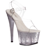 Plata 18 cm STARDUST-708T Acrilico Plataforma Sandalias Tacn Mujer