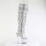 Plata 18 cm disco dance gogo plataforma botas overknee con flecos strass