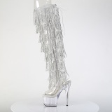 Plata 18 cm pole dance exotic plataforma botas overknee con flecos strass