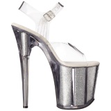 Plata 20 cm FLAMINGO-808G Brillo Plataforma Tacones de Aguja