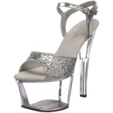 Plata Brillo 18 cm SKY-310 Plataforma Zapatos de Tacn Alto