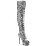 Plata Lentejuelas 15 cm PLEASER BLONDIE-R-3011 Botas Over Knee Plataforma