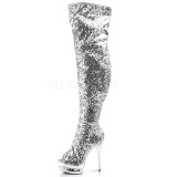 Plata Lentejuelas 15 cm PLEASER BLONDIE-R-3011 Botas Over Knee Plataforma