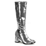 Plata Lentejuelas 8 cm SPECTACUL-300SQ Botas Media Mujer