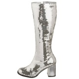 Plata Lentejuelas 8 cm SPECTACUL-300SQ Botas Media Mujer