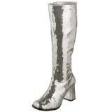 Plata Lentejuelas 8 cm SPECTACUL-300SQ Botas Media Mujer