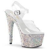 Plata Piedras Cristal 18 cm BEJEWELED-708MS Tacn Alto Zapatos Plateau