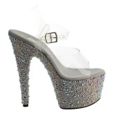 Plata Piedras Cristal 18 cm BEJEWELED-708MS Tacn Alto Zapatos Plateau