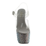 Plata Piedras Cristal 18 cm BEJEWELED-708MS Tacn Alto Zapatos Plateau