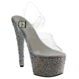 Plata Piedras Cristal 18 cm BEJEWELED-708MS Tacn Alto Zapatos Plateau