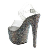 Plata Piedras Cristal 18 cm BEJEWELED-708MS Tacn Alto Zapatos Plateau