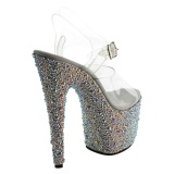 Plata Piedras Cristal 18 cm BEJEWELED-708MS Tacn Alto Zapatos Plateau