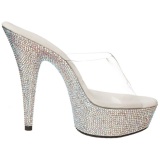 Plata Piedras Strass 15,5 cm BEJEWELED-601DM Plataforma Mules Zapatos