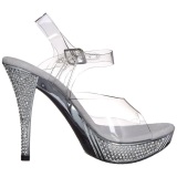 Plata Strass 12 cm ELEGANT-408 Plataforma Zapatos Tacn Alto