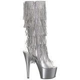 Plata Strass 18 cm ADORE-2024RSF botas con flecos de mujer tacn altos