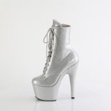 Plata glitter 18 cm plataforma botines tacn alto mujer