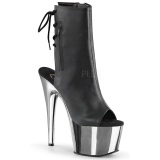 Polipiel Negro 18 cm Pleaser ADORE-1018 Cromo Plataforma Botines Altos