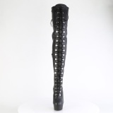 Polipiel negros 15 cm DELIGHT-3022 botas por encima de la rodilla con cordones