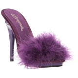 Purpura 13 cm POISE-501F Tacn plumas de marabu Mules Calzado