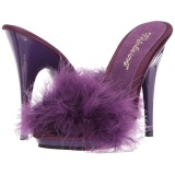 Purpura 13 cm POISE-501F Tacn plumas de marabu Mules Calzado