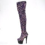 Purpura Lentejuelas 20 cm ADORE-3020 botas altas overknee plataforma pole dance