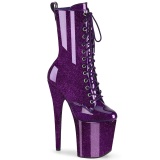 Purpura glitter 20 cm plataforma botines tacn alto mujer