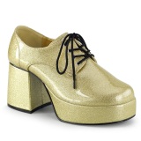 Purpurina JAZZ-02G calzado de proxeneta y chulo 70 zapatos disco hombre oro