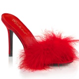 Rojo 10 cm CLASSIQUE-01F pantuflas tacn alto mujer con plumas de marabu