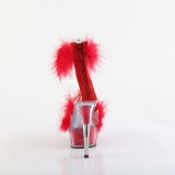 Rojo 15 cm DELIGHT-624F sandalias de tacn con plumas pole dance