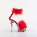 Rojo 15 cm DELIGHT-624F sandalias de tacn con plumas pole dance