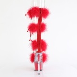 Rojo 18 cm ADORE-728F sandalias de tacn con plumas pole dance