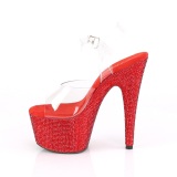 Rojo 18 cm BEJEWELED-708DM plataforma zapatos de tacn con piedras