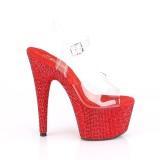 Rojo 18 cm BEJEWELED-708DM plataforma zapatos de tacn con piedras