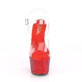 Rojo 18 cm BEJEWELED-708DM plataforma zapatos de tacn con piedras